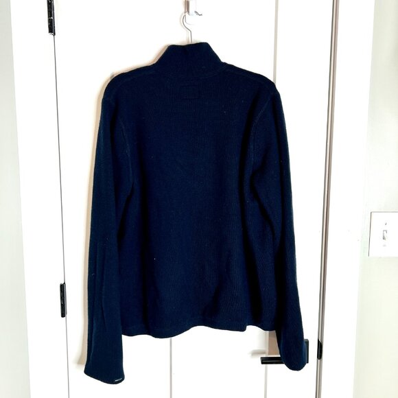 Abercrombie and Fitch Gym Issue Muscle Quarter Zip Navy Blue Merino Wool Sweater - Picture 3 of 3